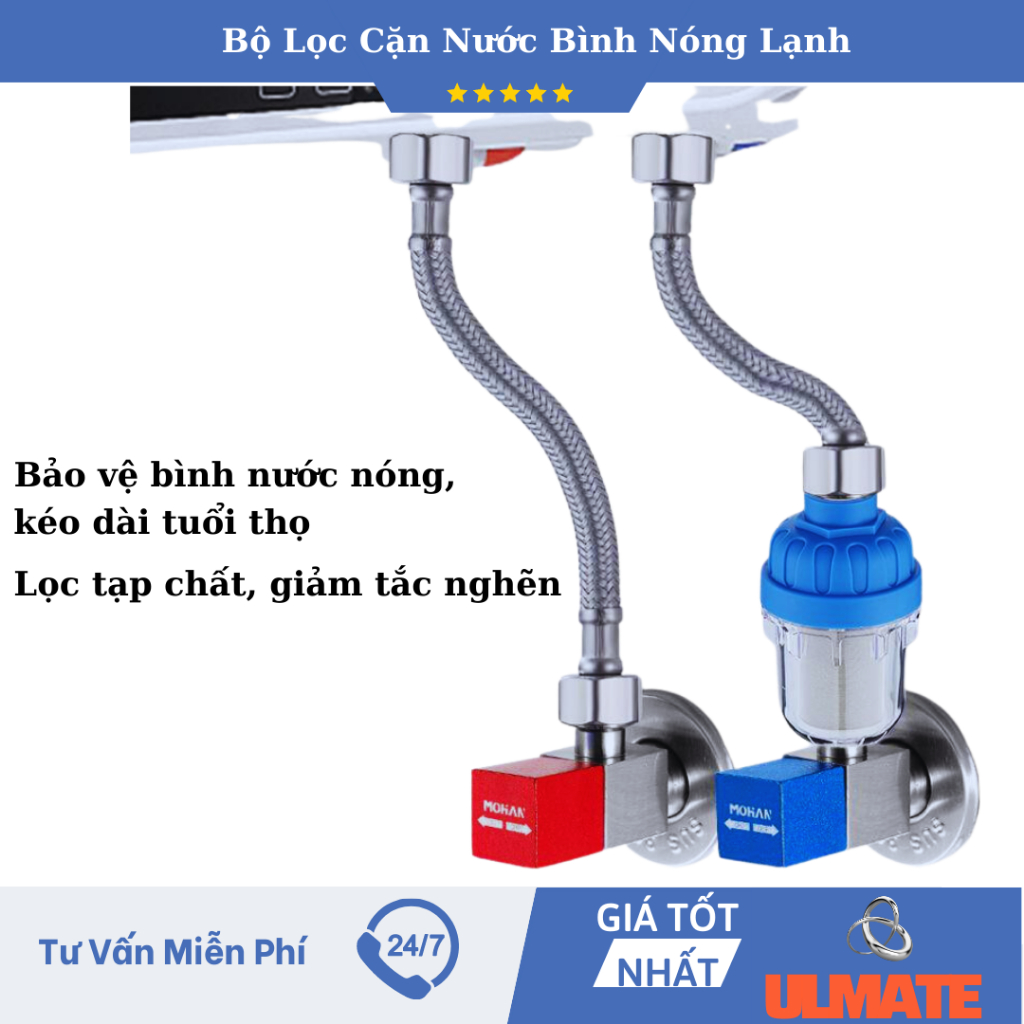 Bộ lọc cặn bình nóng lạnh, vòi hoa sen, máy giặt, vòi nước nhà bếp