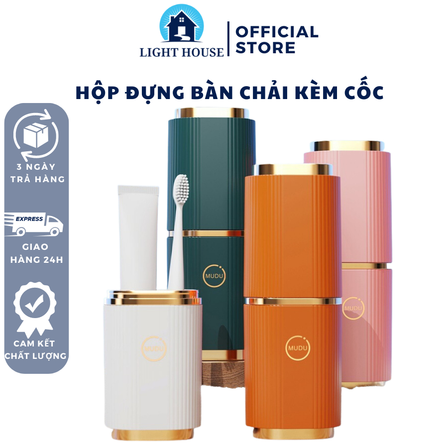 Hộp Đựng Bàn Chải Kem Đánh Răng Kết Hợp Cốc Đánh Răng Cao Cấp Đi Du Lịch Tiện Lợi Nhỏ Gọn Dễ Mang Theo