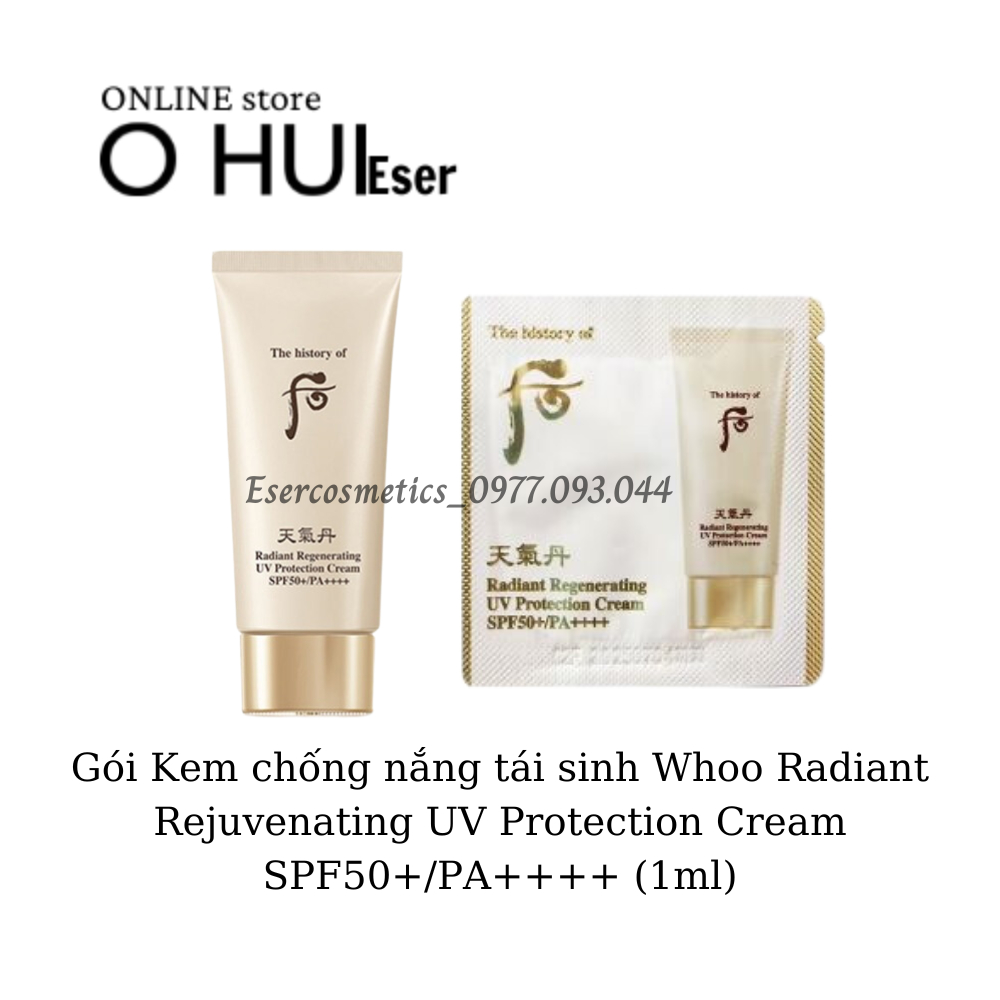 ⚡Hàng mới⚡Gói Kem chống nắng tái sinh Whoo Radiant Rejuvenating UV Protection Cream SPF50+/PA++++ (1ml)