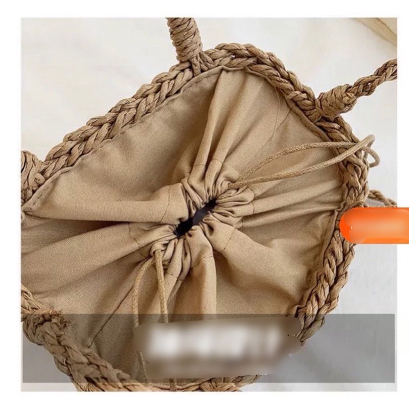 Túi cói đan tay đeo chéo thắt nơ ren Túi rơm đan thủ công siêu xinh cho bạn gái đi chơi đi du lịch chụp hình sống ảo