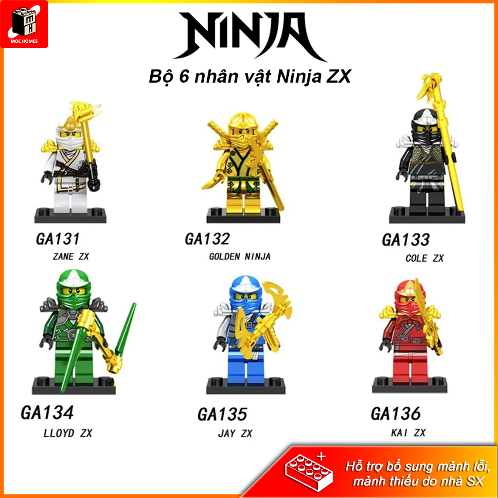 Đồ chơi lắp ráp bộ sưu tập 6 Nhân vật Ninja go ZX GA131