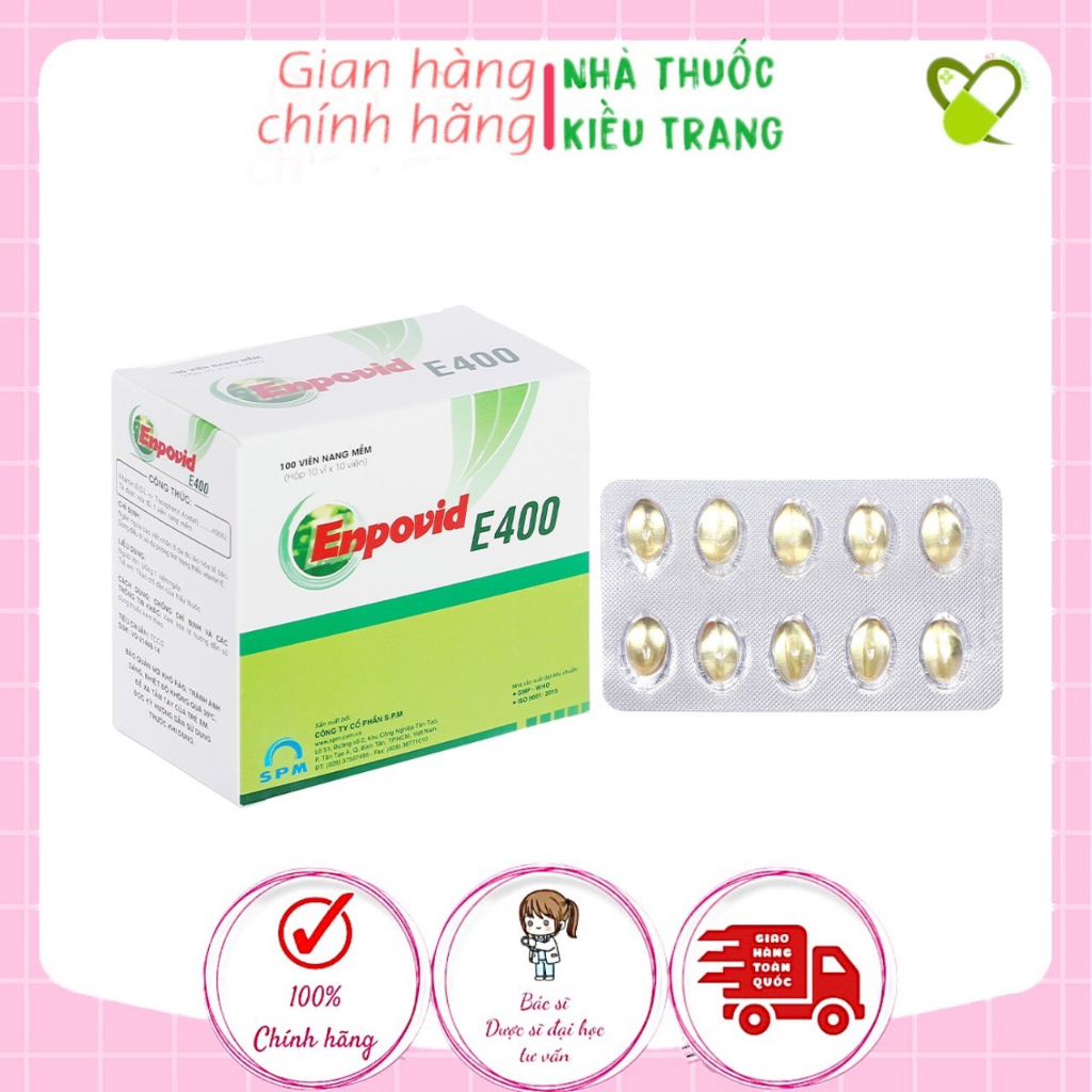 Vitamin E 400 - Vĩ 10 viên, Giữ ẩm, sáng da