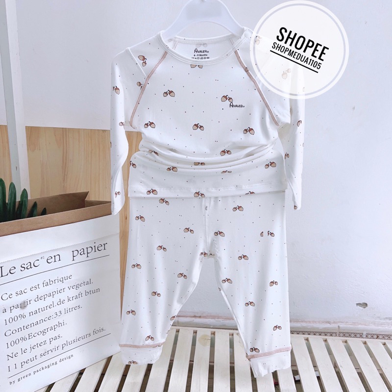 Bộ quần áo dài tay chất liệu sợi tre AVALER cho bé trai bé gái nhiều màu HB0023