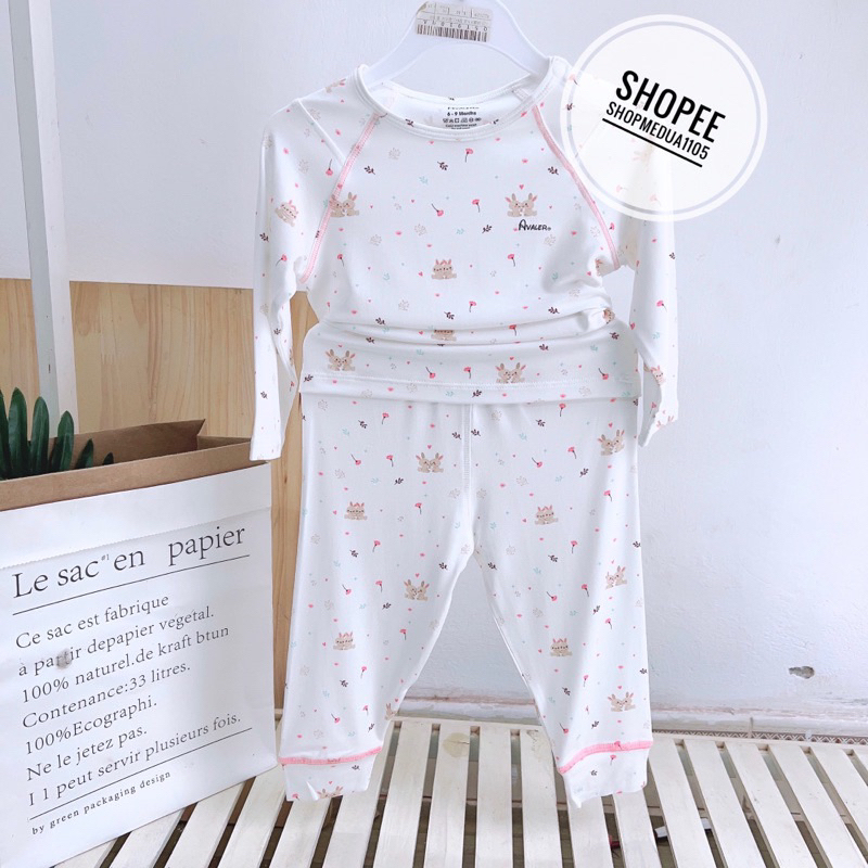 Bộ quần áo dài tay chất liệu sợi tre AVALER cho bé trai bé gái nhiều màu HB0023