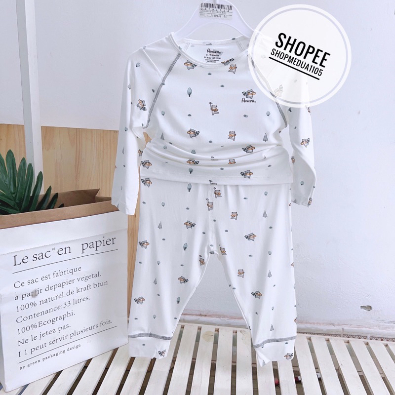 Bộ quần áo dài tay chất liệu sợi tre AVALER cho bé trai bé gái nhiều màu HB0023