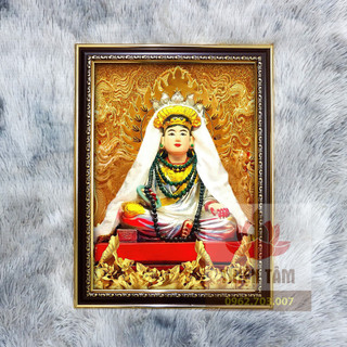 Tranh Bà Chúa Năm Phương bằng vải phủ bóng + khung composite 36x48cm