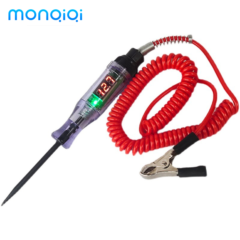 Monqiqi Bút thử mạch điện áp kỹ thuật số đầu dò dài có bóng đèn 3V 6V 12V 24V 70V DC chẩn đoán sửa chữa ô tô chất lượng