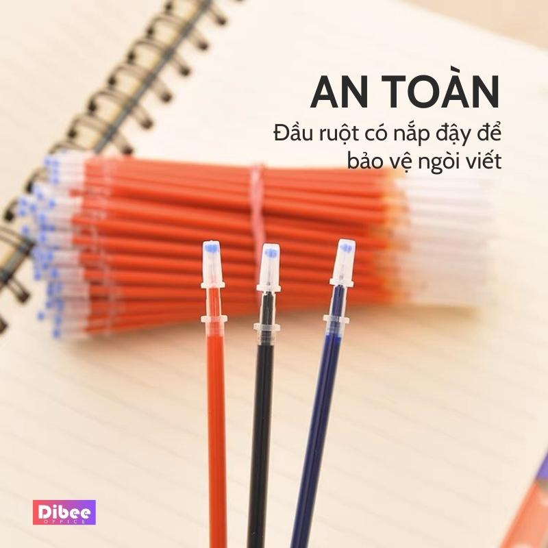Combo Ruột bút mực gel ngòi 0.5mm DIBEE màu đen đỏ xanh, không nhòe, khô nhanh, cao cấp NB25