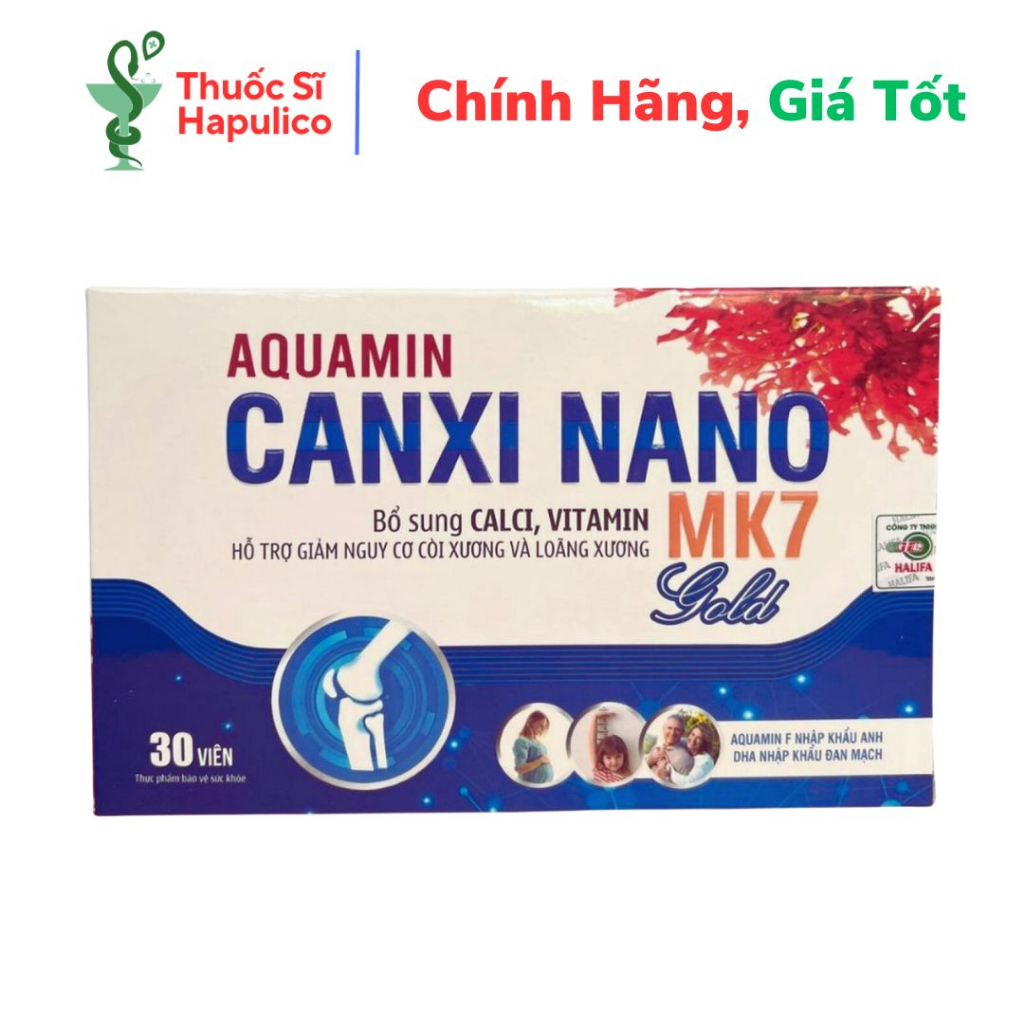 Aquamin Canxi Nano Mk7 Gold BỔ SUNG CANXI, Chống Còi Xương, Loãng Xương - Hộp 30 Viên