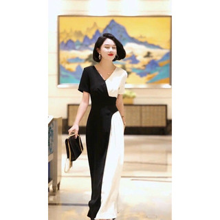 Đầm maxi dáng dài phối lụa cao cấp. Nhập QC