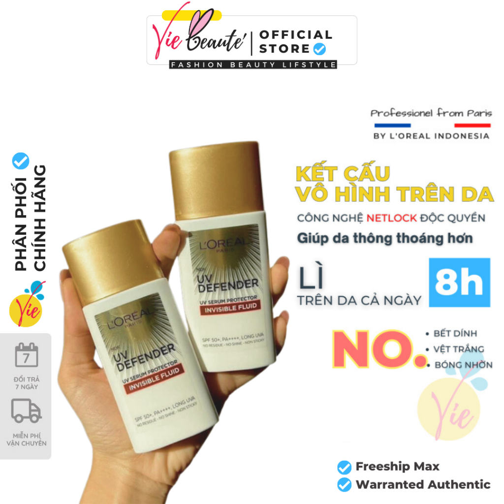 Kem chống nắng x20 L’Oreal Paris UV Defender Serum 50ml SPF 50+ mỏng nhẹ thoáng da