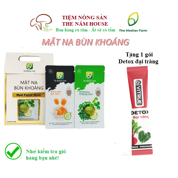 Mặt Nạ Bùn Khoáng The Moshav Farm Thải Độc Làm Sạch Da Hộp 10 gói