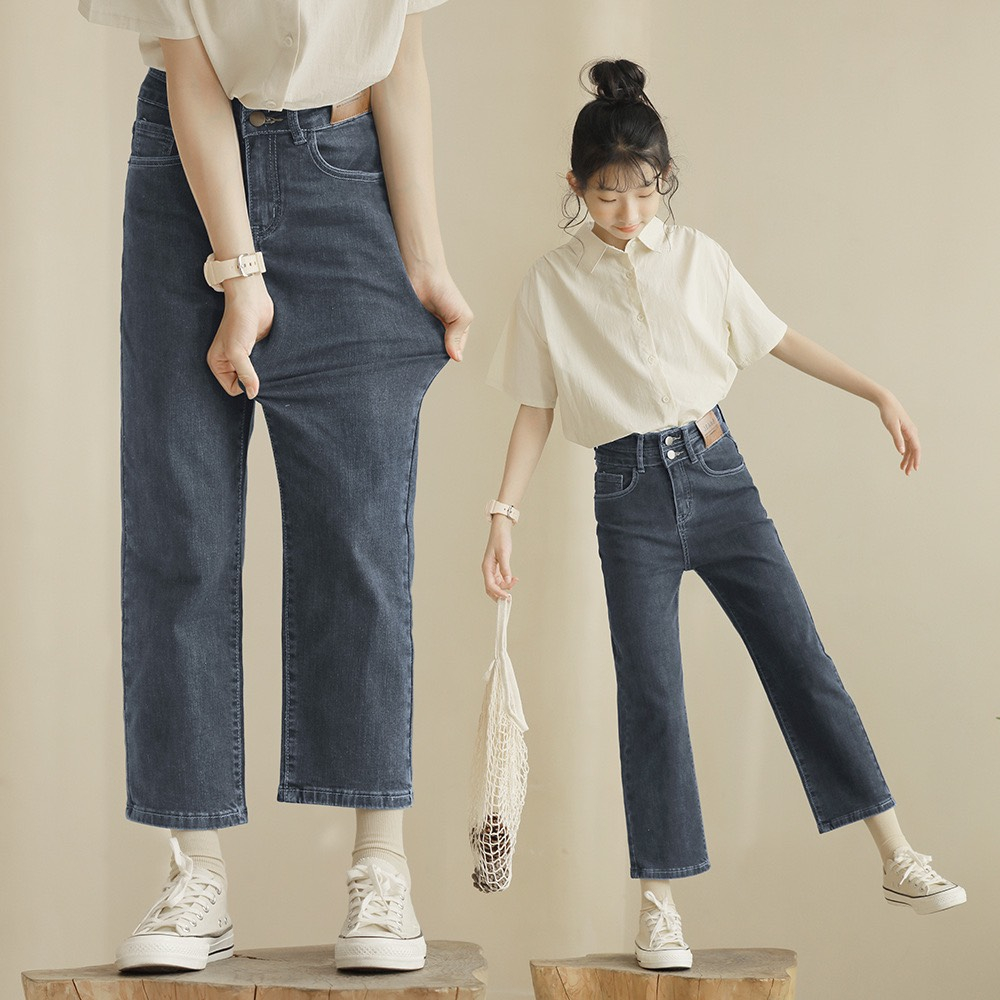 Set áo sơ mi cộc kèm quần jeans thời trang trẻ em BEESHOP H23163