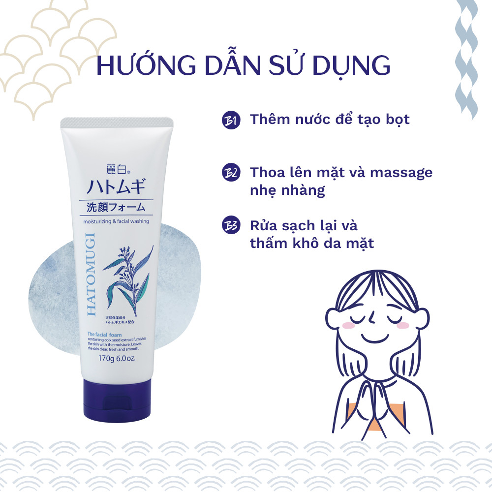 Sữa Rửa Mặt Hatomugi Moisturizing & Facial Washing 170g