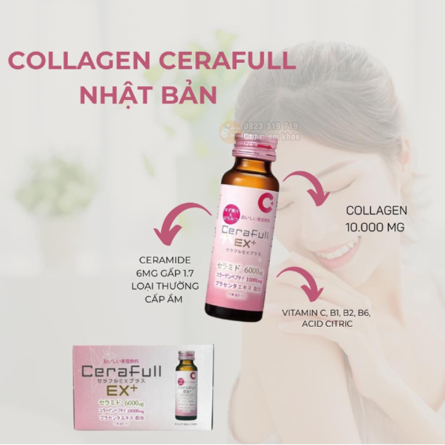 Nước uống Collagen Cerafull EX Plus 50mL x 10 lọ/hộp