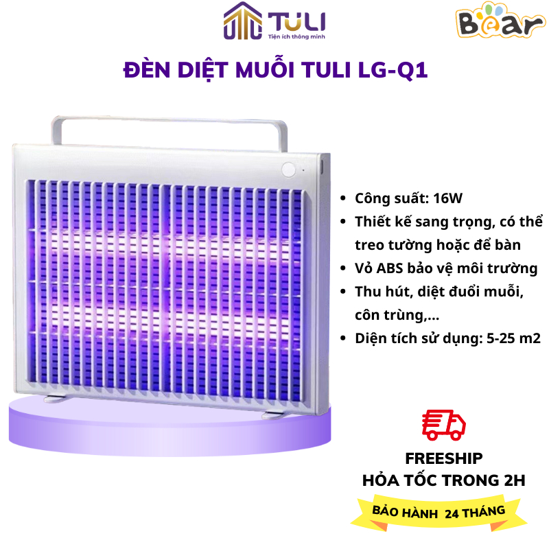 Đèn máy bắt muỗi thông minh TULI LG Q1,16W, Đuổi thu hút diệt muỗi và côn trùng phòng ngủ hiệu quả 95%, BH 24 tháng