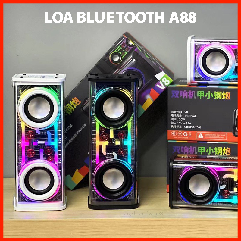 Loa bluetooth mini A88 đèn led nháy theo nhạc , công suất 10W, nghe nhạc hay, âm bass tốt