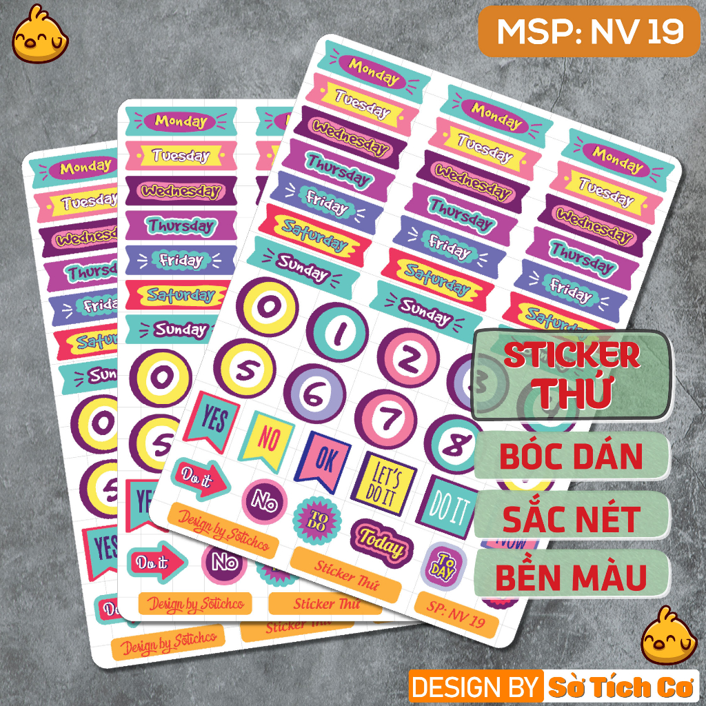 Sticker dán thứ trong tuần - Vở sạch - đẹp - chăm học MSP: NV19