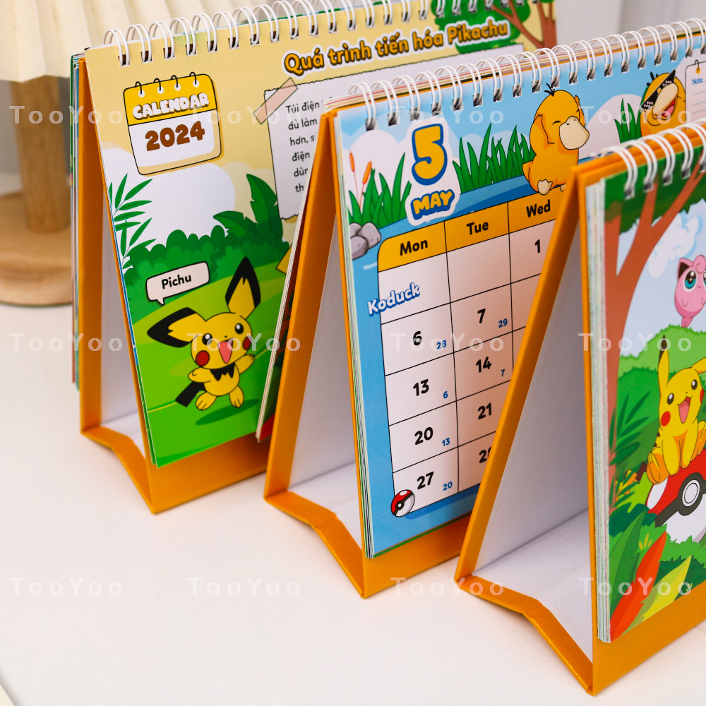 Lịch để bàn 2024 Pokemon dễ thương cute TooYoo BK00210
