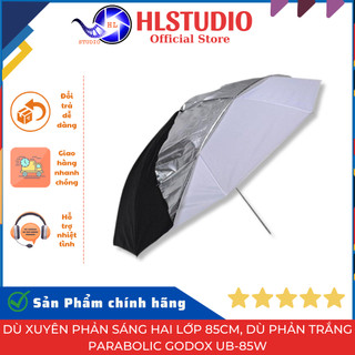 Dù Xuyên Phản Sáng Hai Lớp 85cm, Dù Phản Trắng Parabolic Godox UB-85W HL Studio