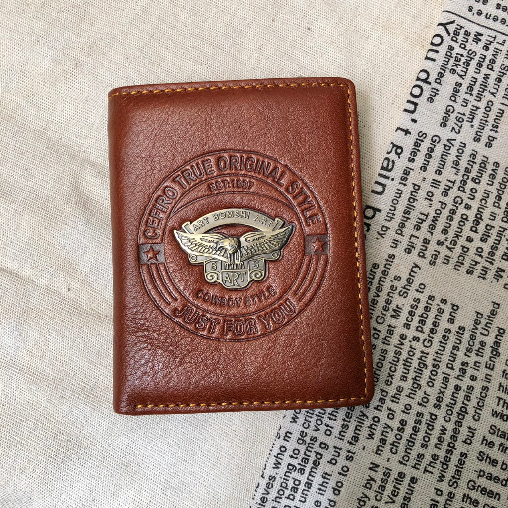 Ví Nam Da Bò Thật Kiểu Đứng Cao Cấp Cefiro Nhiều Mẫu - Bóp Nam Đựng Thẻ, Giấy Tờ Tặng Kèm Hộp