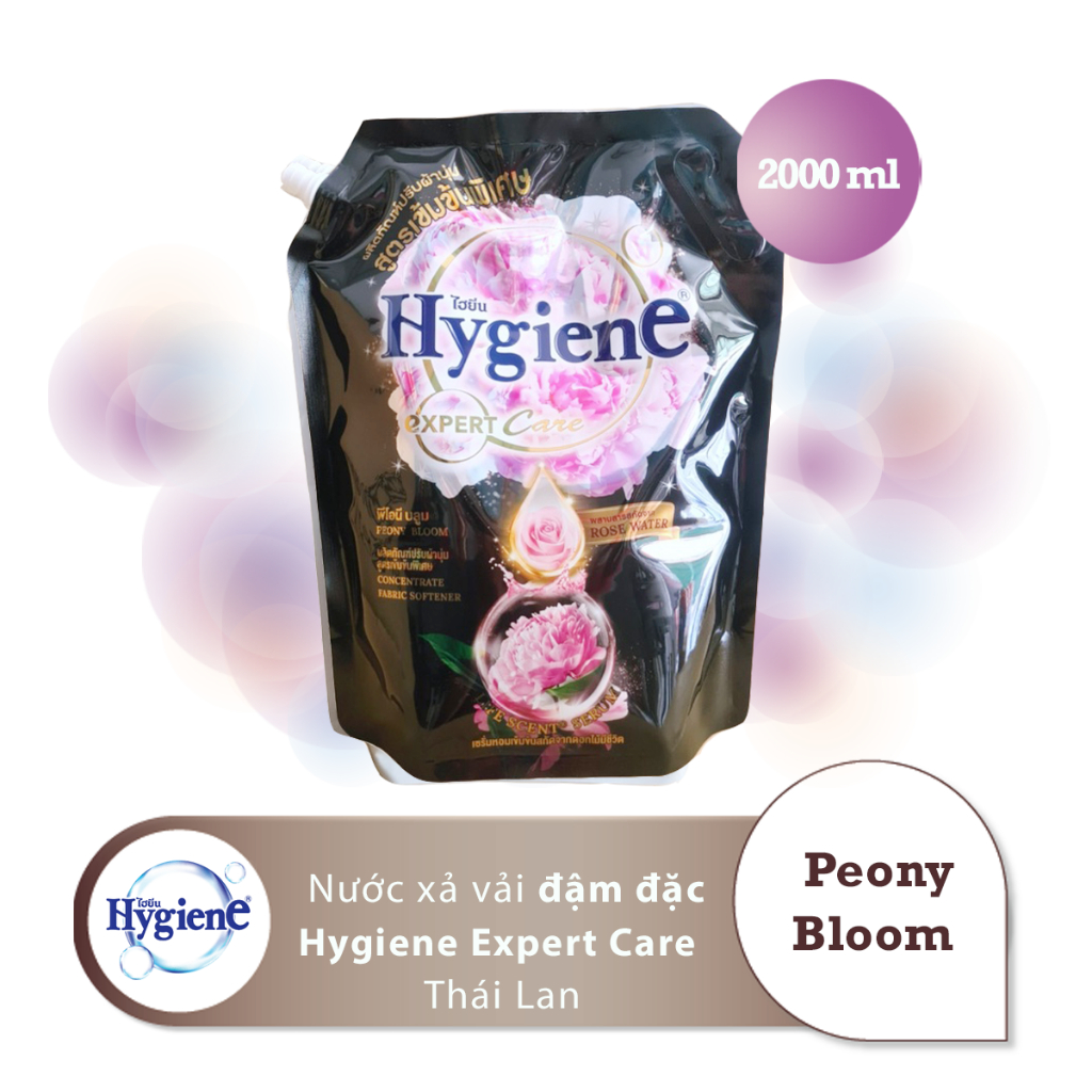 [Túi Lớn] Nước Xả Vải Hygiene Thái Lan Đậm Đặc Expert Care Màu Đen Peony Bloom 2000ml