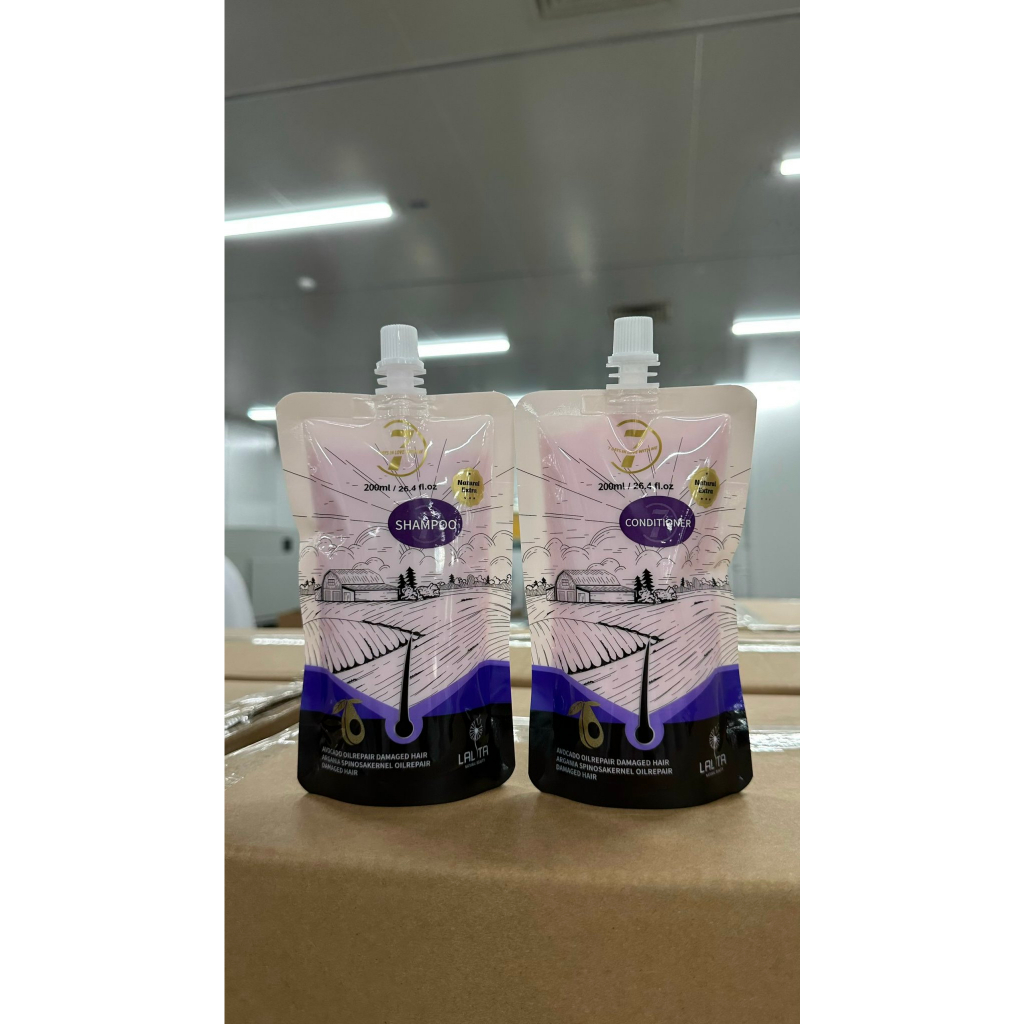 Cặp túi nhỏ dầu gội và hoàn hình Collagen LALITA siêu mềm mượt,giảm gãy rụng tóc 200ml