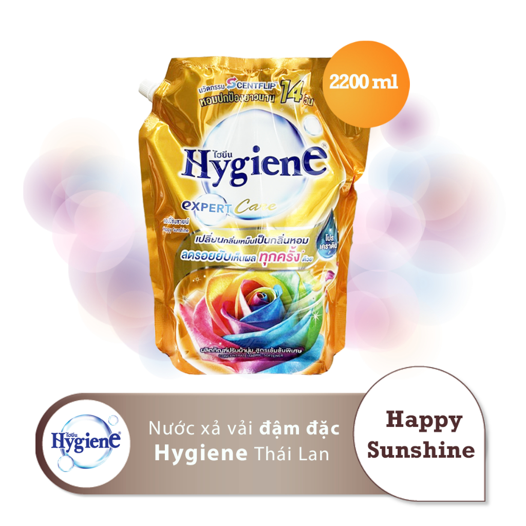 [Túi Lớn] Nước Xả Vải Hygiene Thái Lan Đậm Đặc Expert Care Màu Cam Happy Sunshine 2200ml