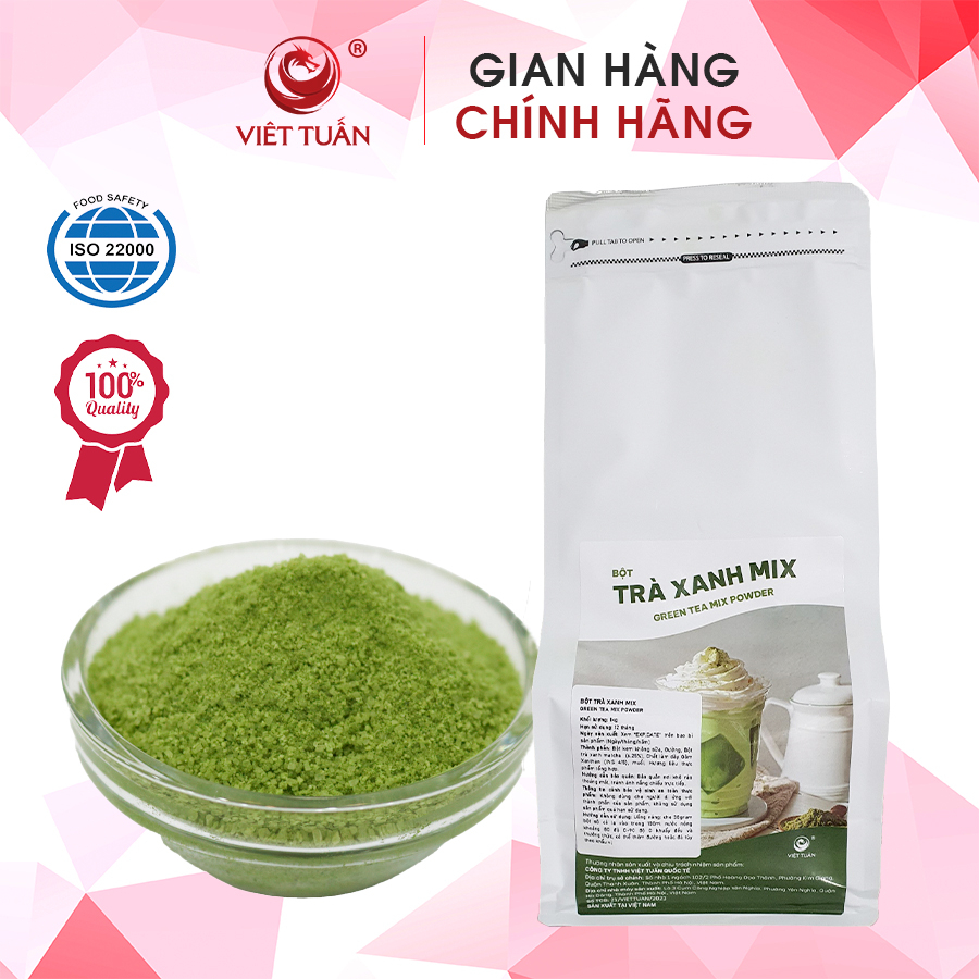 Bột Trà Xanh Mix Việt Tuấn 1kg - Bột Mix Pha Chế Chống Phân Tầng