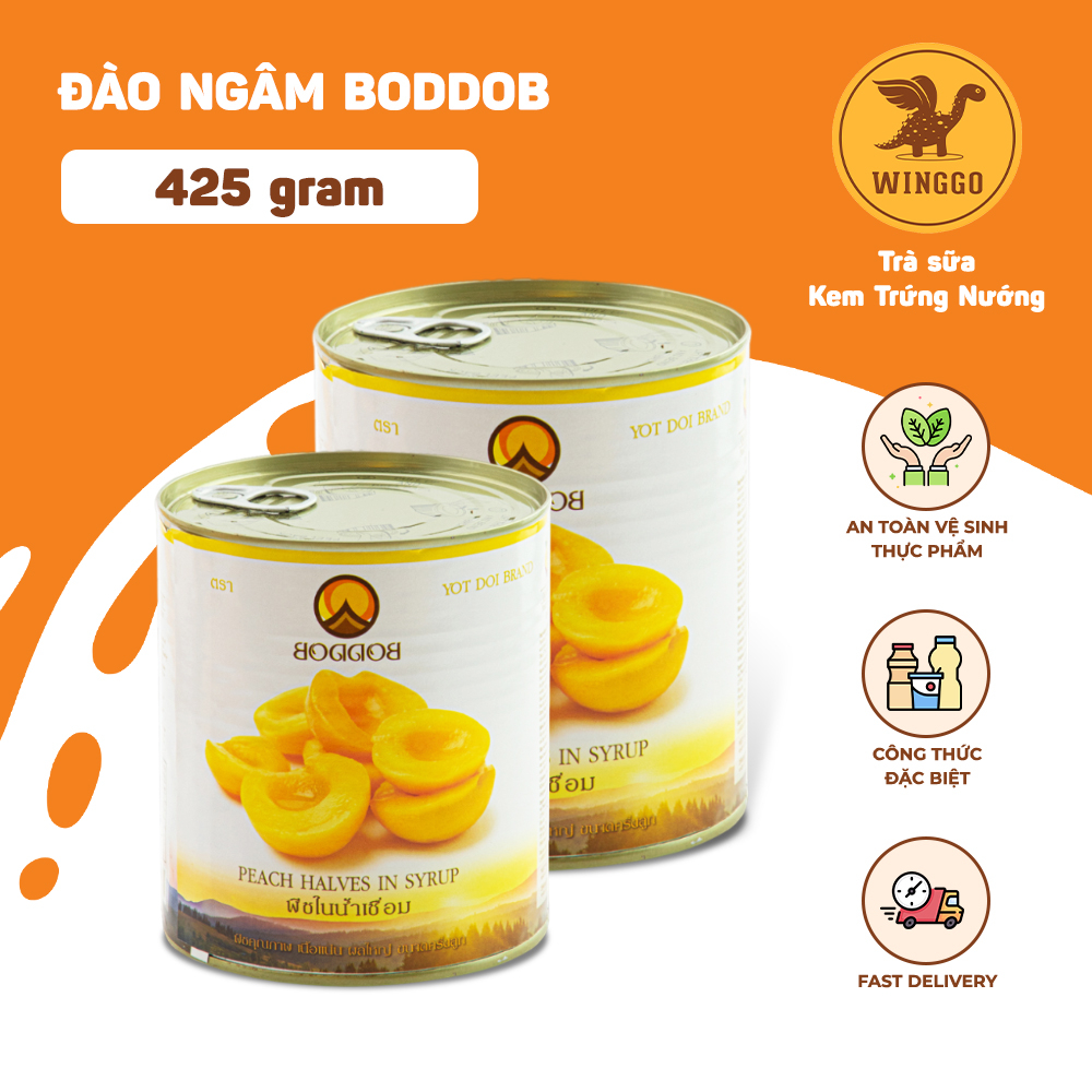 Đào Miếng Ngâm Nửa Quả Boddob Hộp 425G Sử Dụng Pha Trà Đào