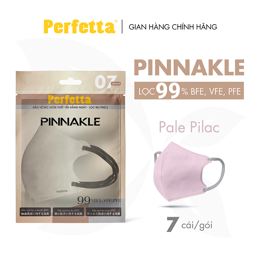 Gói Khẩu Trang Cao Cấp Perfetta Pinnakle, 3 Lớp Kháng Khuẩn, Chuẩn From 3D Thời Trang (7 cái/gói)