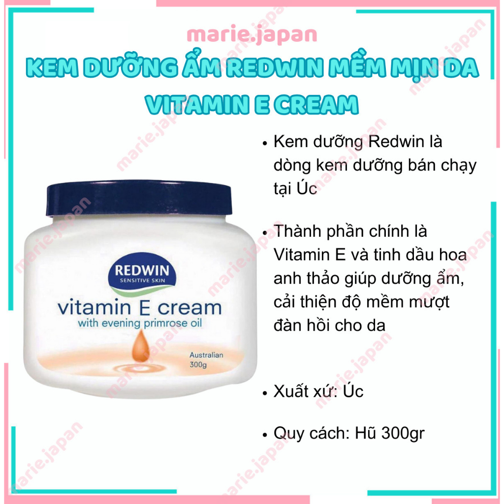 Kem Dưỡng Ẩm Redwin Mềm Mịn Da Vitamin E Cream Dành Cho Mọi Loại Da 300g