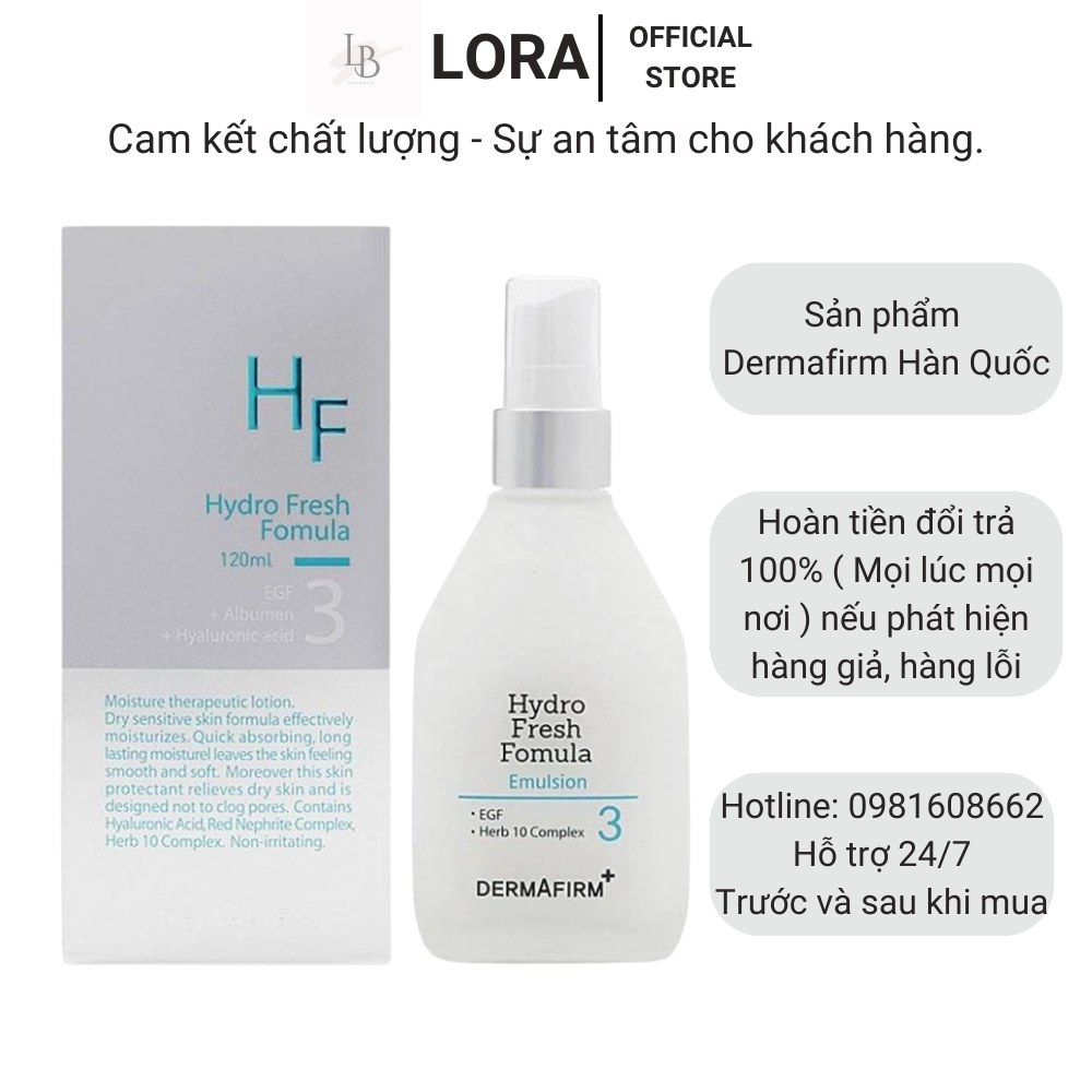 Sữa dưỡng ẩm da mặt Dermafirm Hàn Quốc dùng cho mọi loại da HF Hydro Fresh Fomula Emulsion chính hãng