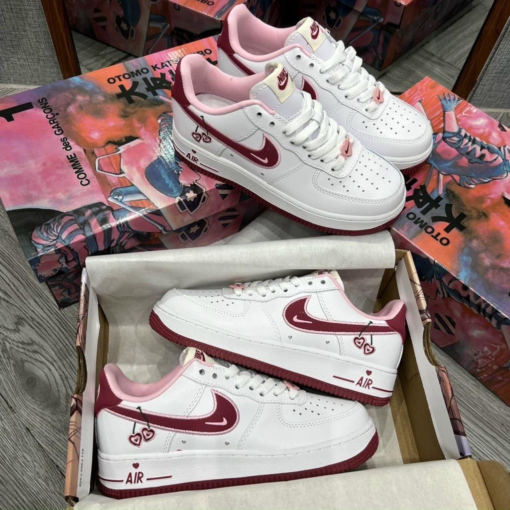 Giày Air Foce1 Low Valentine Day White Pink,  AF1 Valentine Trắng Hồng 2023, giày thể tao nam nữ đế ar tăng chiều cao