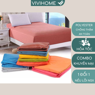 Ga chống thấm màu trơn nhiều kích thước, drap chống thấm bảo vệ đệm
