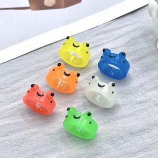 🍒🍒CHERRYKOKO Nhẫn Nhựa Hình Ếch Phát Sáng Trong Bóng Tối Dễ Thương Cho Nam Và Nữ