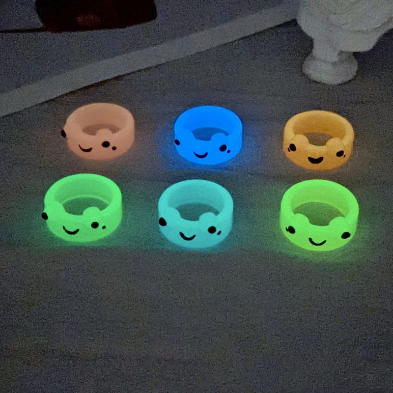 🍒🍒CHERRYKOKO Nhẫn Nhựa Hình Ếch Phát Sáng Trong Bóng Tối Dễ Thương Cho Nam Và Nữ