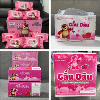 [FREESHIP] KHĂN GIẤY ƯỚT 125g, 250g - KHÔ 500 TỜ, VUÔNG 100 TỜ - LỘC 6 CUỘN GIẤY GẤU DÂU