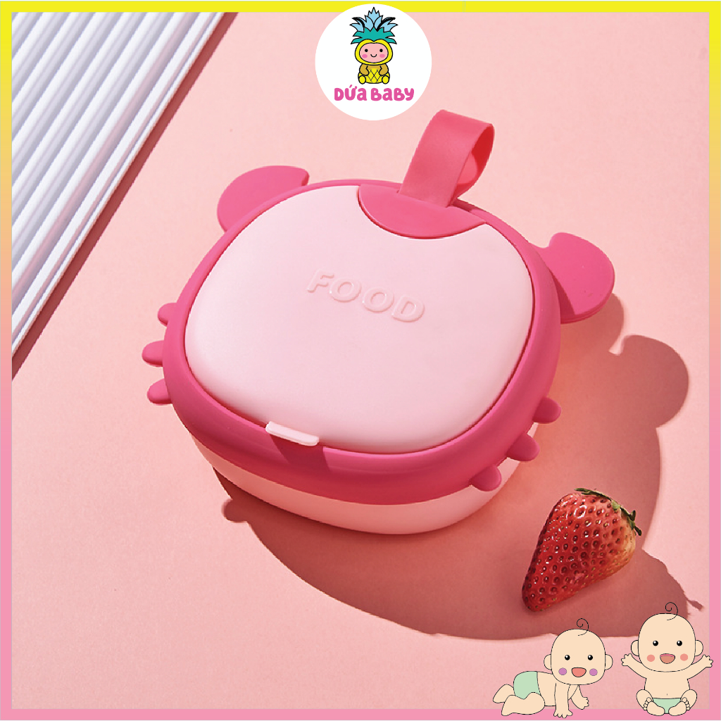 Bát Ăn Dặm Hình Cua Cho Bé Silicone 3 Tầng Kèm Thìa, Dĩa, Kéo 480ml