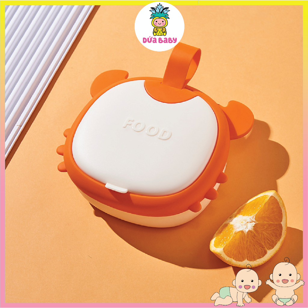 Bát Ăn Dặm Hình Cua Cho Bé Silicone 3 Tầng Kèm Thìa, Dĩa, Kéo 480ml