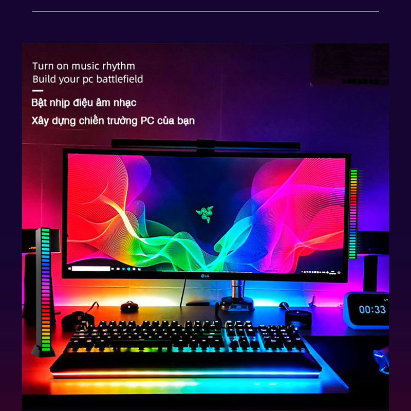 Thanh đèn LED RGB Đèn trang trí phòng Bầu không khí cảnh Với sự nhấp nháy của âm nhạc Mô hình sạc