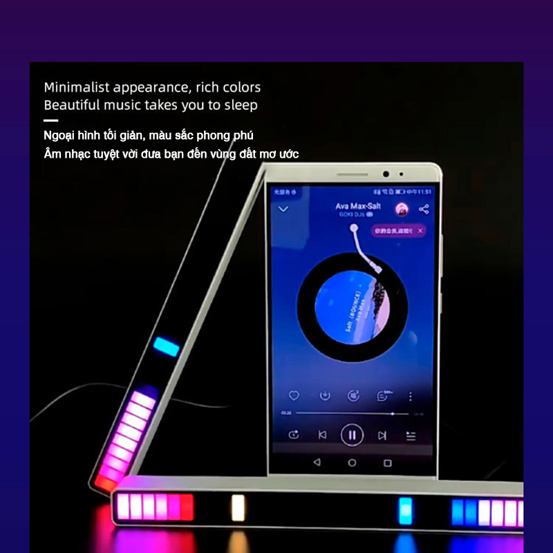 Thanh đèn LED RGB Đèn trang trí phòng Bầu không khí cảnh Với sự nhấp nháy của âm nhạc Mô hình sạc