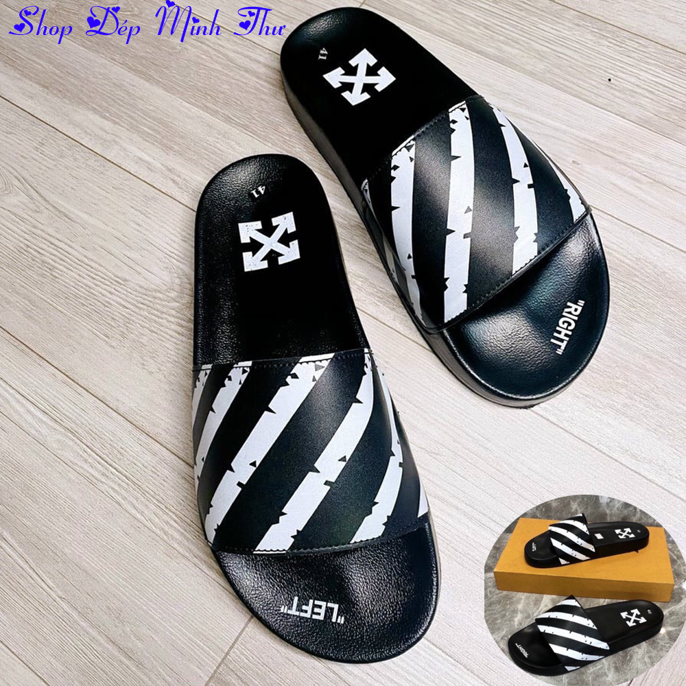 Dép nam nữ Quai Ngang off white quai da siêu nét, dép boy phố thời trang 2023