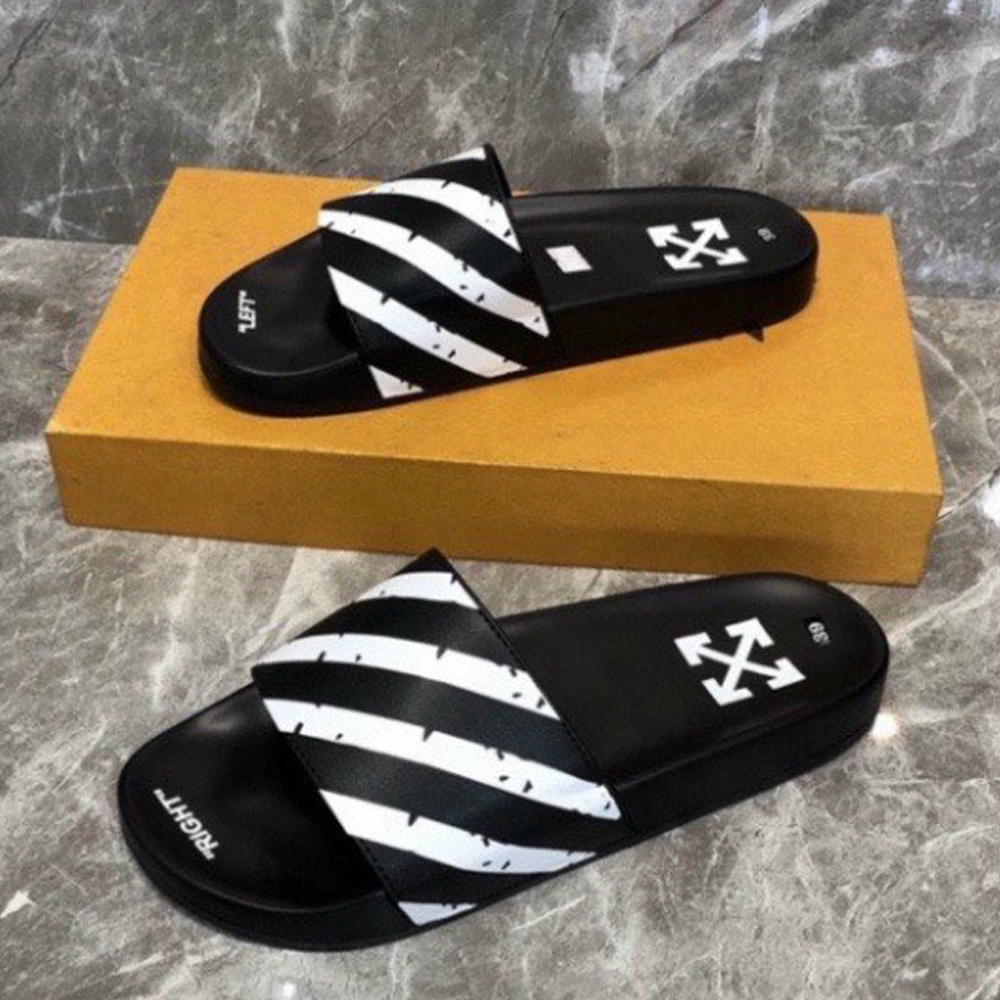 Dép nam nữ Quai Ngang off white quai da siêu nét, dép boy phố thời trang 2023