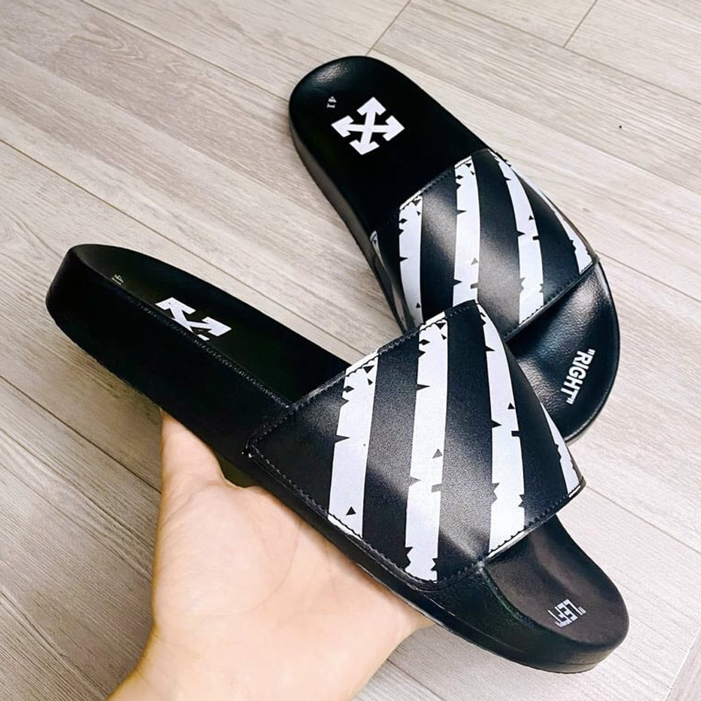 Dép nam nữ Quai Ngang off white quai da siêu nét, dép boy phố thời trang 2023