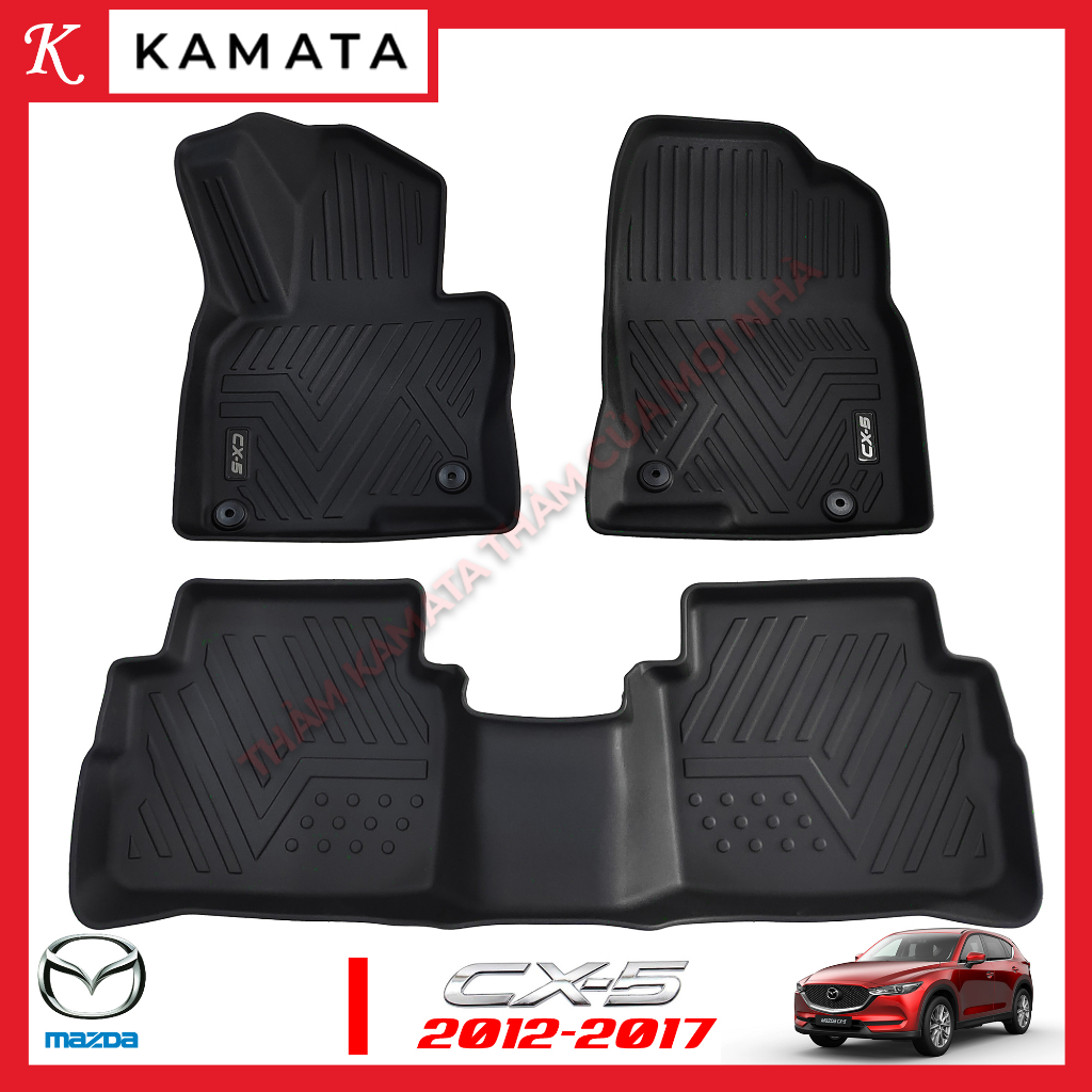 Thảm lót sàn ô tô Mazda CX-5 2012 - 2017 đúc nguyên khối TPV (3 tấm/Bộ)