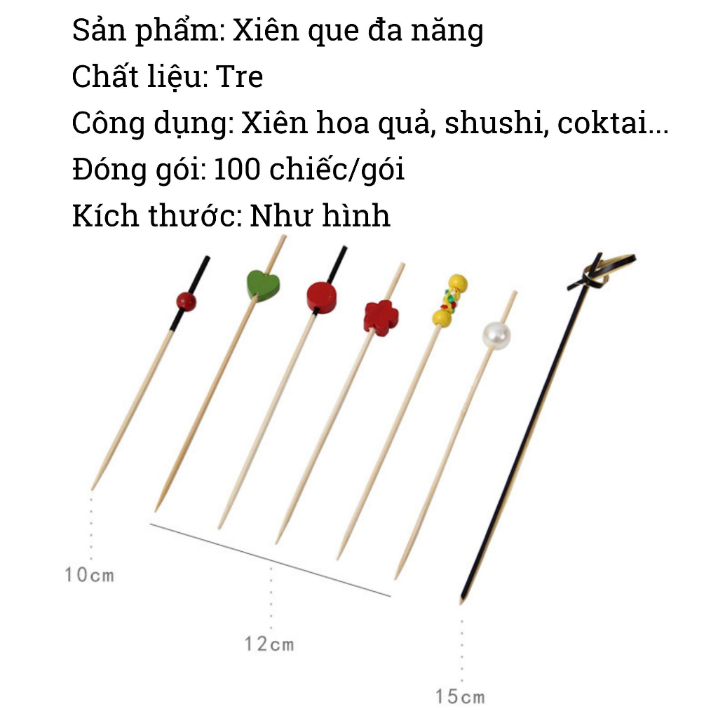 Xiên que tre BAMBOOO ECO tăm xiên trang trí Cocktail, hoa quả nhiều mẫu mã dùng cho gia đình, nhà hàng, khách sạn