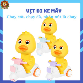 Đồ chơi trẻ em vịt đi xe máy chạy cót, chạy đà cho bé