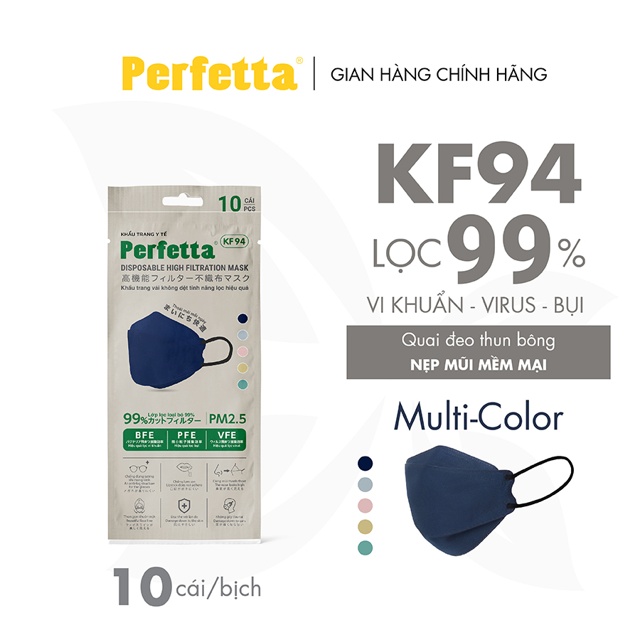 Bịch Khẩu Trang KF94 Perfetta Cao Cấp 3 Lớp, Chuẩn Hàn Quốc (10 cái/bịch)