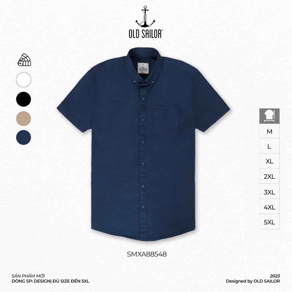 Áo sơ mi nam tay ngắn OldSailor - O.S.L KAKI SHIRT - 88548 - Big size upto 5XL